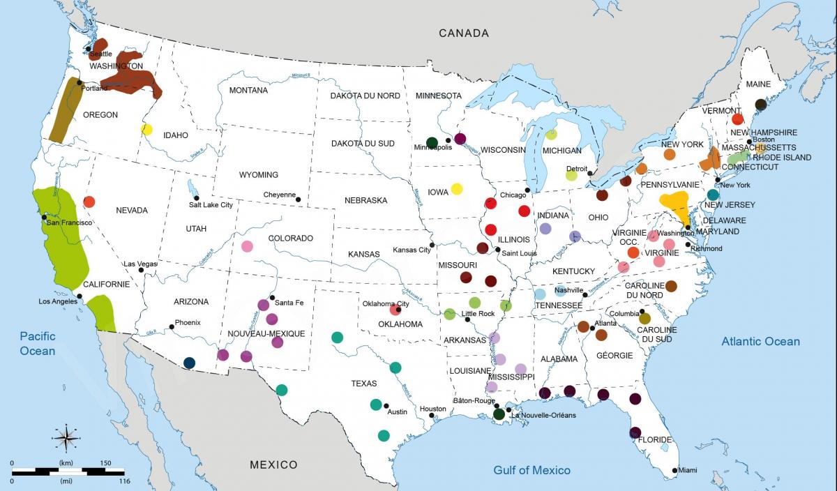 карта виноградников США