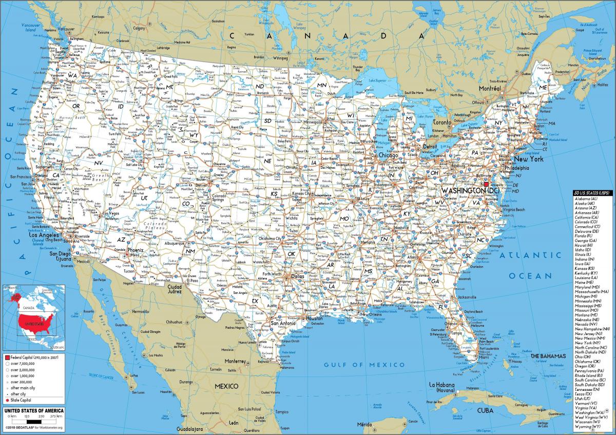 Карта США для вождения